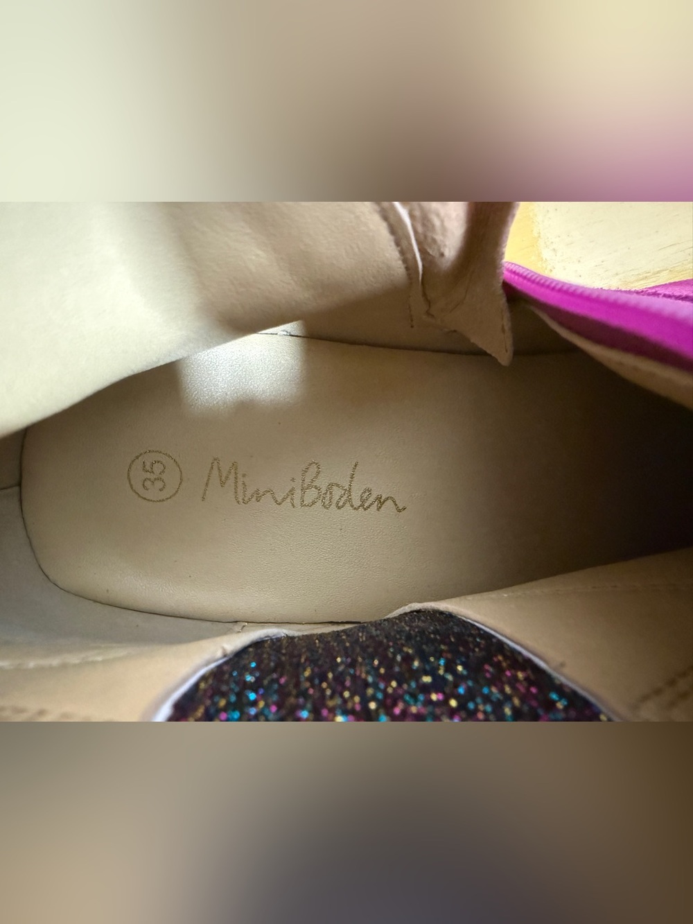 Mini Boden Girls Pink Suede Chelsea Ankle Boots Sparkle Glitter Star Size 35 - Picture 8 of 12